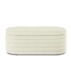 Modern Oval Storage Ottoman Bench, Upholstered Boucle Teddy Fabric End of Bed Bench with Storage, End of Bed Stool with Safety Hinge for Bedroom, Living Room, Entryway, Cream view 4