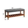 Gray Fabric Oak Bench view 2