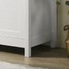 35" White Storage Cabinet with Oak Accent and ed Slatted Panel Design view 4