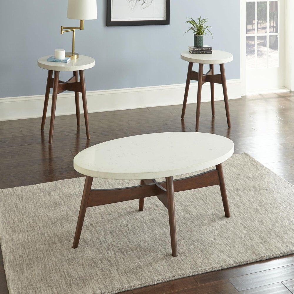 3 Pcs Table Set White
