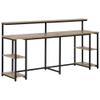 78.75 Inches Double Computer Desk for Two Person, Extra Long Home Office Desk with Monitor Shelf and CPU Stand, Brown view 1