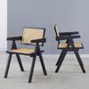 2 Dining Chairs, Black, Using Rubber Wood Solid Wood Production, Rattan Weaving Process, armrest Solid Wood Dining Chair, Living Room Chair, Simple and Natural view 1