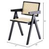 2 Dining Chairs, Black, Using Rubber Wood Solid Wood Production, Rattan Weaving Process, armrest Solid Wood Dining Chair, Living Room Chair, Simple and Natural view 2