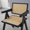 2 Dining Chairs, Black, Using Rubber Wood Solid Wood Production, Rattan Weaving Process, armrest Solid Wood Dining Chair, Living Room Chair, Simple and Natural view 3