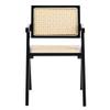 2 Dining Chairs, Black, Using Rubber Wood Solid Wood Production, Rattan Weaving Process, armrest Solid Wood Dining Chair, Living Room Chair, Simple and Natural view 4