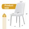 6 Modern Dining Chairs, Sleek PU backrest, and Silver Metal Legs Bring a Comfortable Home Experience to The Kitchen, Bedroom, and Office.White PU Chairs with Simple Line Designs On The Backrest. view 2
