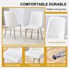6 Modern Dining Chairs, Sleek PU backrest, and Silver Metal Legs Bring a Comfortable Home Experience to The Kitchen, Bedroom, and Office.White PU Chairs with Simple Line Designs On The Backrest. view 3