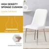 6 Modern Dining Chairs, Sleek PU backrest, and Silver Metal Legs Bring a Comfortable Home Experience to The Kitchen, Bedroom, and Office.White PU Chairs with Simple Line Designs On The Backrest. view 4