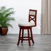 30" Bar Height X Back Swivel Stool, Cherry, Beige Fabric Seat view 4