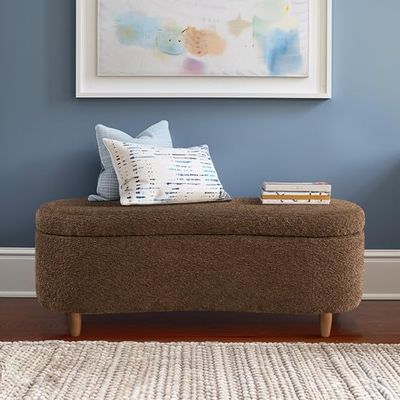 Boucle Flip Top Storage Bench Chocolate See Below