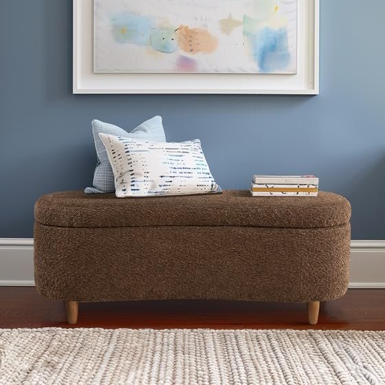 Boucle Flip Top Storage Bench Chocolate See Below