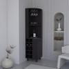 70" Tall Corner Bar Cabinet with Four Shelves, Ten Wine Bottle Cubbies and Stemware in Black view 1