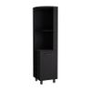 70" Tall Corner Bar Cabinet with Four Shelves, Ten Wine Bottle Cubbies and Stemware in Black view 2