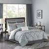 12 Pcs Comforter Set with Cotton Bed Sheets Blue Queen view 1