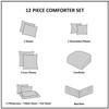 12 Pcs Comforter Set with Cotton Bed Sheets Blue Queen view 2