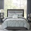 12 Pcs Comforter Set with Cotton Bed Sheets Blue Queen view 3