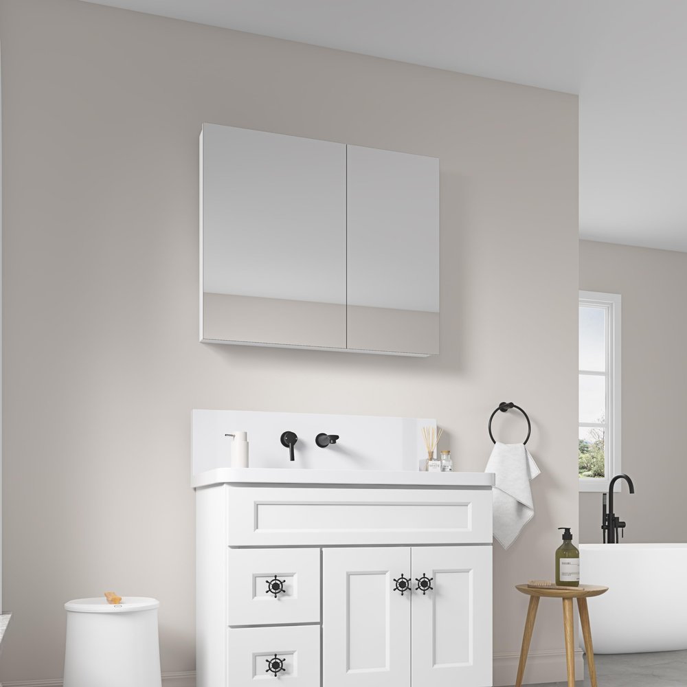 36'' W x 30'' H Bathroom Mirror Medicine Cabinet Wooden Door Medicine Cabinets for Bathroom, Wall Mounted Recessed or, Bathroom Mirror with Storage