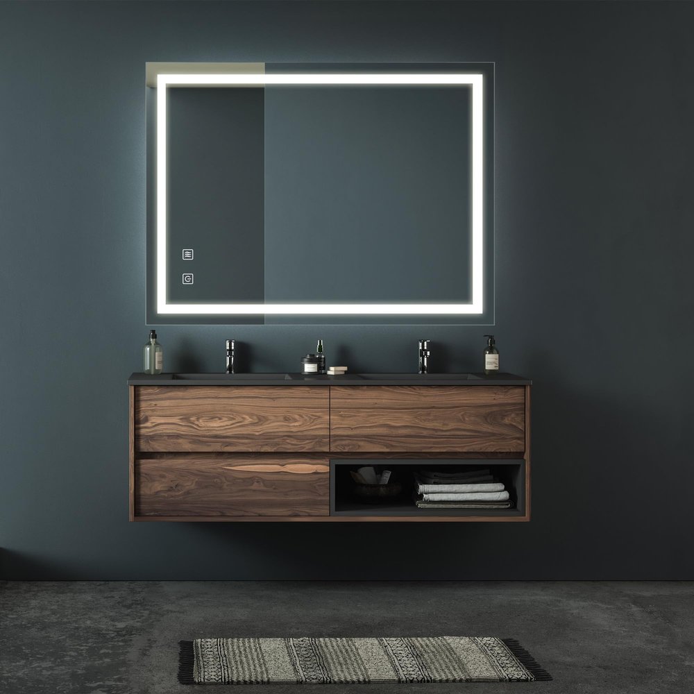 36x28 inch Bathroom Led Classy Vanity Mirror with Focused backplane,High Lumen,Dimmable Touch,Wall Switch Control, Anti Fog,CRI 95 Adjustable 3000K 4500K 6000K,IP54 Waterproof Vertical Horizontal