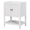 24" Bathroom Vanity Base Only, Soild Wood e, Bathroom Storage Cabinet with Doors and Open Shelf, White view 1