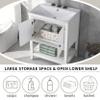 24" Bathroom Vanity Base Only, Soild Wood e, Bathroom Storage Cabinet with Doors and Open Shelf, White view 2