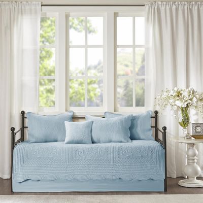 6 Pcs Reversible Scalloped Edge Daybed Cover Set Blue Daybed
