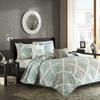 6 Pcs Printed Quilt Set with Throw Pillows Aqua King,Cal King HN633 view 1