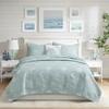 4 Pcs Cotton Reversible Embroidered Quilt Set with Throw Pillow Aqua King,Cal King view 2