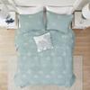 4 Pcs Cotton Reversible Embroidered Quilt Set with Throw Pillow Aqua King,Cal King view 3