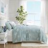 4 Pcs Cotton Reversible Embroidered Quilt Set with Throw Pillow Aqua King,Cal King view 4