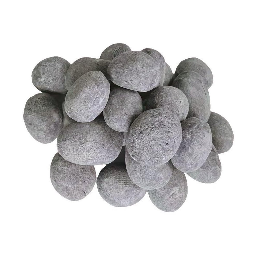 24 Fireplace Ceramic Pebbles, Round Fireplace Stone, Gas Fireplace Logs for Various Indoor Outdoor Fireplaces, Electric Fireplaces and Mantels (Gray)