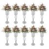 10 Pcs Vases for Centerpieces with Crystal Beads, 19.7inch Tall Elegant Wedding Centerpieces Vase for Party Decoration, Metal Flower Stand for Wedding, Celebration, Party view 1