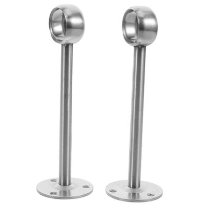 IMIKEYA 2 Pack Stainless Steel Curtain Rod Brackets Heavy Duty Round Head