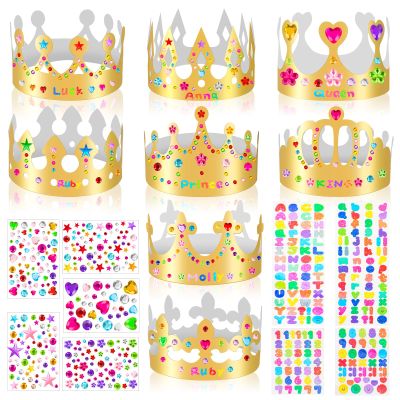 MGZTTHW 32 pcs Paper Crowns, Gold Prince Princess Hats