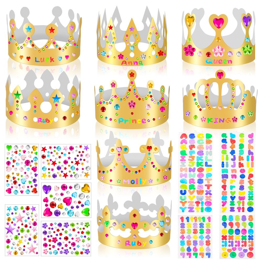 MGZTTHW 32 pcs Paper Crowns, Gold Prince Princess Hats