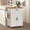 MAHANCRIS Kitchen Island on Wheels with Drop Leaf, Folding Countertop Kitchen Island Cart, Kitchen Island Table with Towel Rack, Drawer, for Kitchen, Dining Room, White and Walnut KIBZ12501 view 2