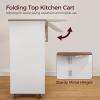 MAHANCRIS Kitchen Island on Wheels with Drop Leaf, Folding Countertop Kitchen Island Cart, Kitchen Island Table with Towel Rack, Drawer, for Kitchen, Dining Room, White and Walnut KIBZ12501 view 4
