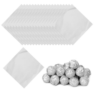 PATIKIL Foil Candy Wrappers 5x5 Inch, 200 Pcs Square Glossy Aluminium Foil Candy Wrapping Paper for DIY Chocolate Candies Packaging Decoration, Silver