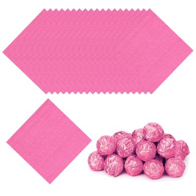 PATIKIL Foil Candy Wrappers 5x5 Inch, 200 Pcs Square Orange Pattern Aluminium Foil Candy Wrapping Paper for DIY Chocolate Candies Packaging Decoration, Pink