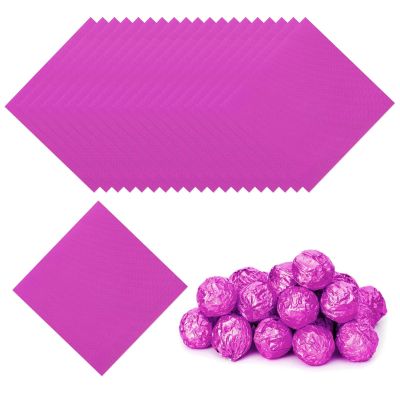 PATIKIL Foil Candy Wrappers 5x5 Inch, 200 Pcs Square Fine Grid Aluminium Foil Candy Wrapping Paper for DIY Chocolate Candies Packaging Decoration, Rose Red