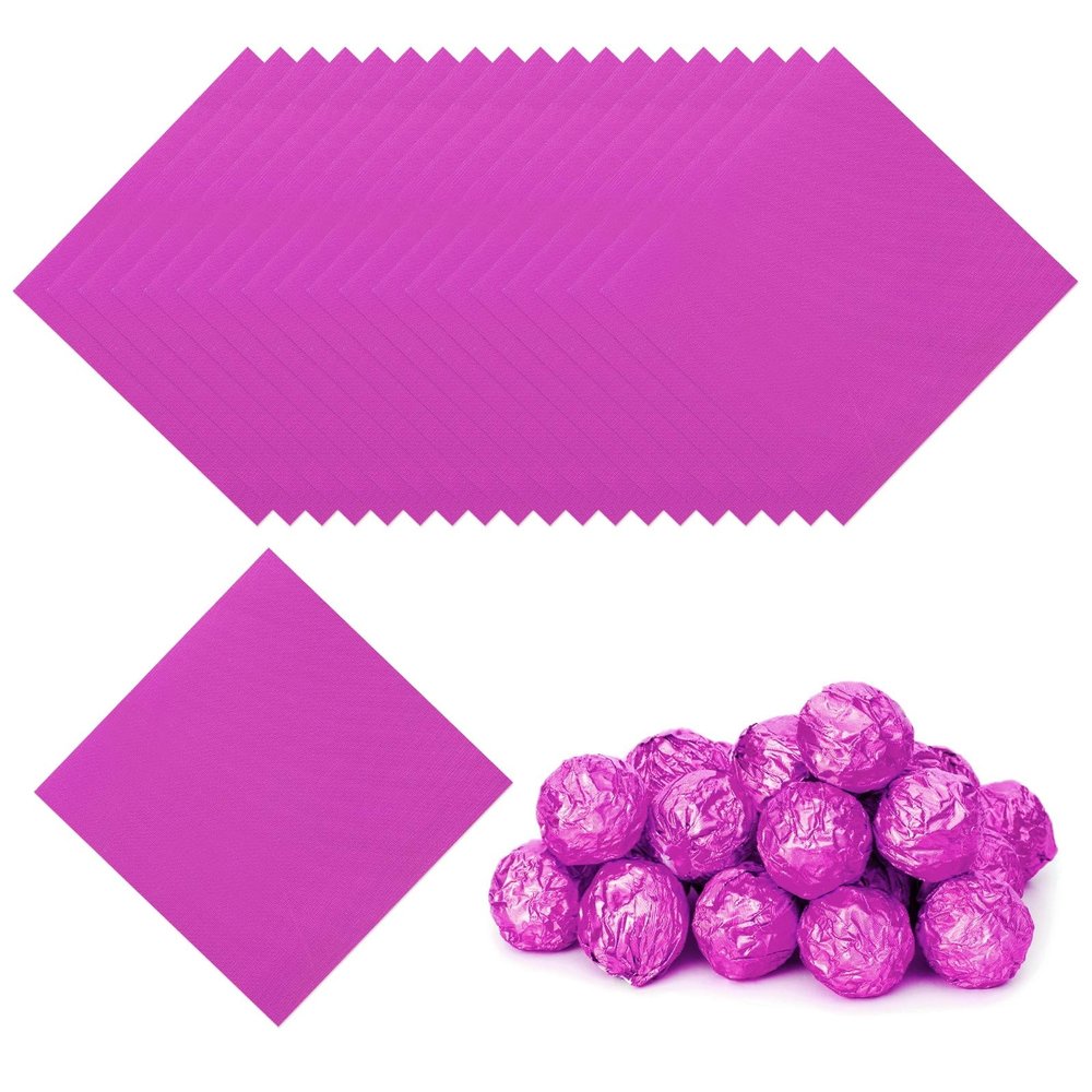 PATIKIL Foil Candy Wrappers 5x5 Inch, 200 Pcs Square Fine Grid Aluminium Foil Candy Wrapping Paper for DIY Chocolate Candies Packaging Decoration, Rose Red