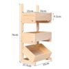 3-Tier Basket Stand, Wooden Floor Stand Shelving, Solid Wood Storage Rack for Bathroom, Living Room, Fruit Stands for Kitchen Counter (Wood, 3-Tier) view 3
