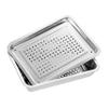 Stainless Steel Rectangular Drain Tray with Holes, Thickened Serving Plate view 1