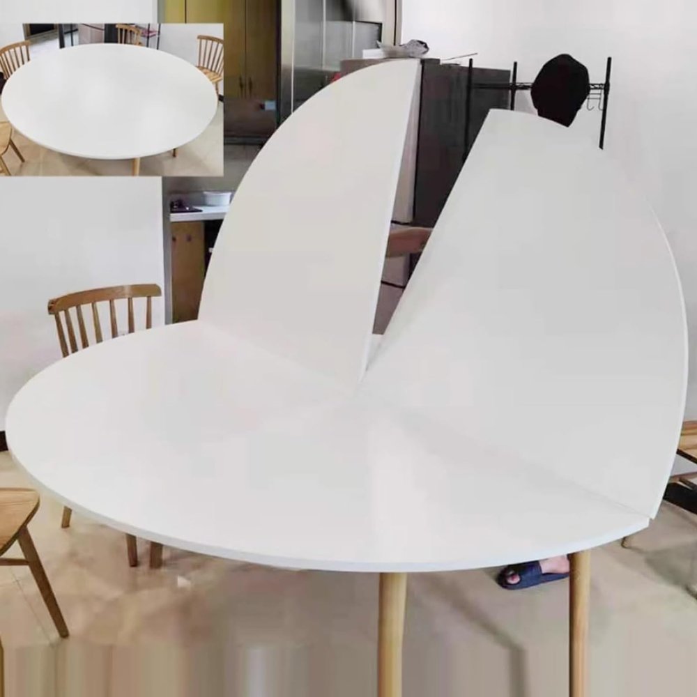 47 51 55 59 63 67 71 75 79 87in Large Round Foldable Table Top Only No Legs Temporary Replace Table Top with Metal Hardware Folding Tabletop Extender for Kitchen Patio Dining(White,190cm/75in)