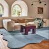 RUG BARN Hand-Tufted Wool Area Rug - 8x11 Ft, Solid Soft Blue Rug with Luxurious Scalloped Edges, Soft Plush Handmade Wool Carpet for Hallway, Living Room, Bedroom, Nursery & Modern Home Decor view 1