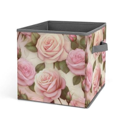 TESBNDDJ Oxford Fabric Storage Boxes Foldable Organizers for Clothes/Shoes/Toys, Collapsible Fabric Bins, Beauty Roses Printing Storage Box Multi-Use Closet & Cabinet Organization