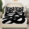 Abstract Stripe Patchwork Kids Fitted Sheet Full Size,Geometric Lines Artwork Modern Bedding Set,Girls Boys Room Decor,Geometric Waves Black White Chic Bed Sheet,2 Pillowcases(No Flat) view 2