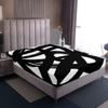 Abstract Stripe Patchwork Kids Fitted Sheet Full Size,Geometric Lines Artwork Modern Bedding Set,Girls Boys Room Decor,Geometric Waves Black White Chic Bed Sheet,2 Pillowcases(No Flat) view 4