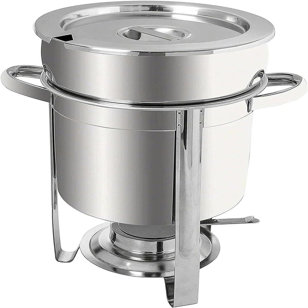 Stainless Steel Soup Pot Food Warmer, 11L Chafing Dish Buffet Set with Lid, Water Pan & Fuel Holder for Catering, Events, Parties(11L)
