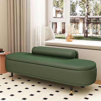 SOFACHEN Storage Ottoman Bench for Bedroom, Leather 47.2" End of Bed Bench with Upholstered Cushion, Bedroom with Storage for Living Room, Entryway(Color G,39.3"(100cm))