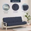 Loosh Home | 8" Twin Size Futon Sofa Bed Pocket Coil Foam Mattress - USA Made, Navy Velvet Chenille, Frame Not Included view 3